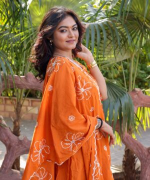 orange cotton 3 piece