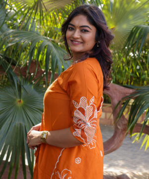 orange cotton 3 piece