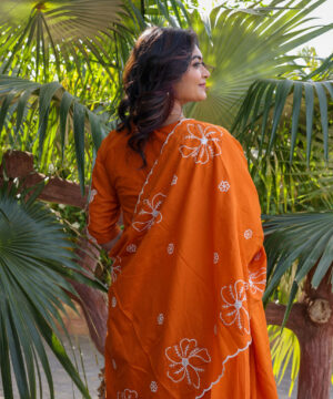 orange cotton 3 piece