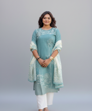 Cotton Digital Handwork Three Piece