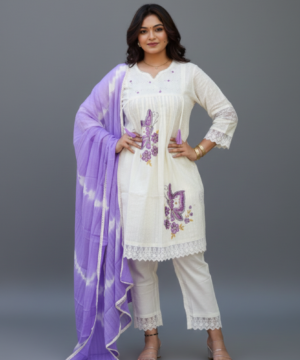 Cotton Peplum Three Piece