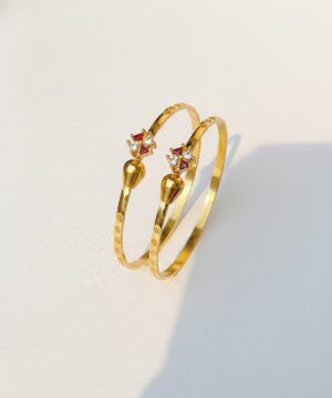 Floral Star Design Gold-finish Bangles