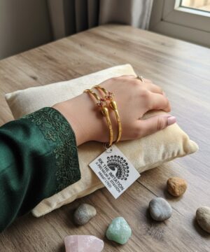 Alternative view of Floral Star Design Gold-finish Bangles