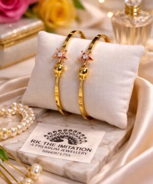Alternative view of Elegant Star Charm Gold Bangles (pair)